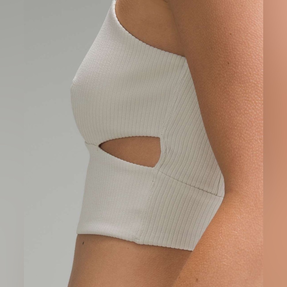 Lululemon Ribbed Softstreme Mockneck Cropped Tank Top in Bone - Picture 3 of 8